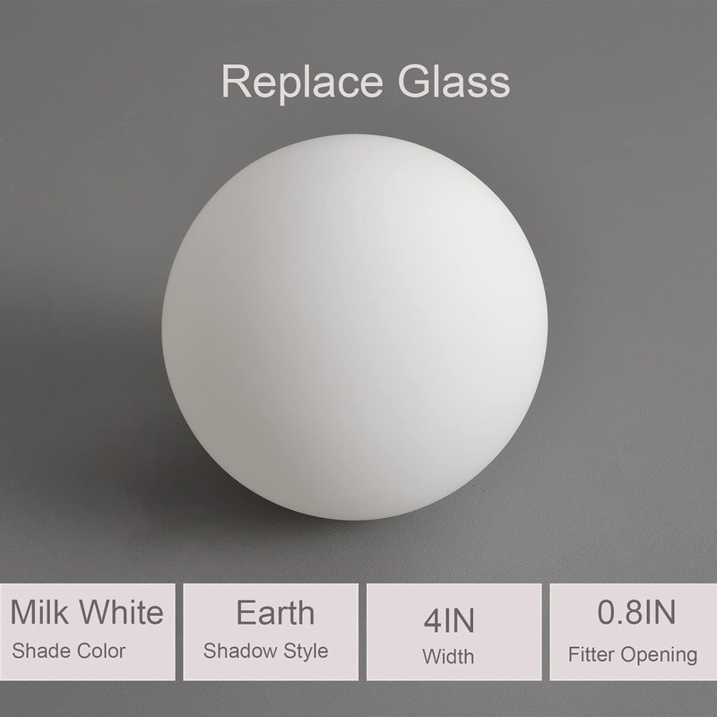 Lighting Replacement Glass Lampshade 4 Inch Milky White Glass Dome
