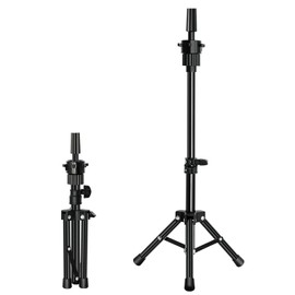 FUTAI Wig Stand Tripod for Hairdresser Practice Style Display Human Hair Mannequin Head Manikin Cosmetology Doll Training Head Mini Adjustable Metal Holder