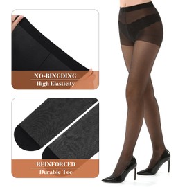 Invalidism 5 Pairs Women's Sheer Tights, Comfortable Sheer Tights for Women, Women's Tight High Waist with Reinforced Toes Suitable for Daily All Occasions(Black)