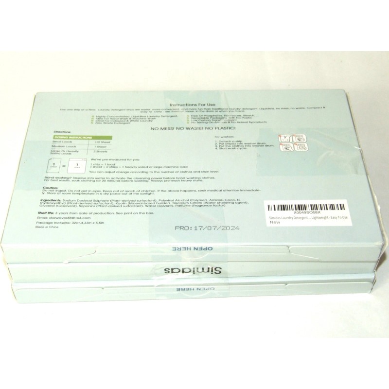 Simidas Laundry Detergent Sheets Up to 192 Loads, Bio Degradable,