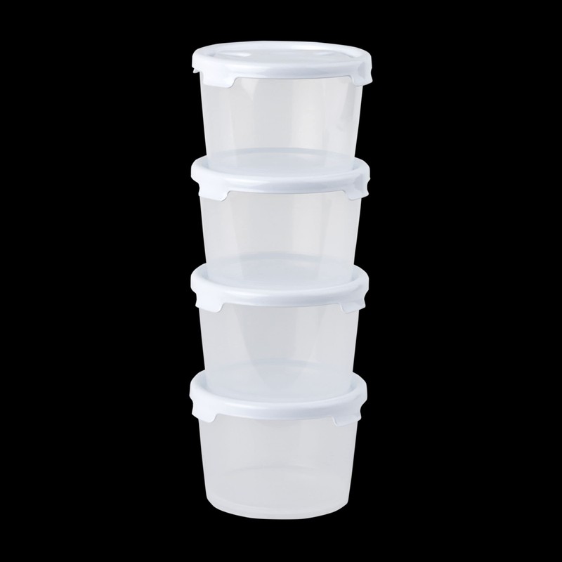 Wham Cuisine Set 4 300ml Round Food Box White Lid-12379,