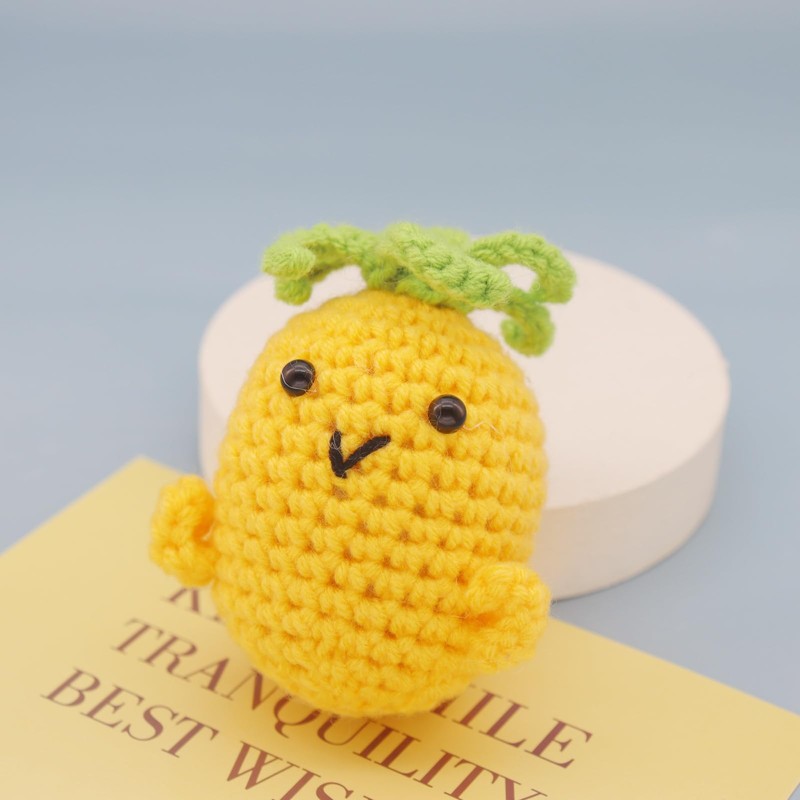 reddipus Pineapple Keychain for Women and Girls, Emotional Support Crochet