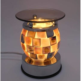Mother of Pearl Glass Abalone Shell Type Design Touch Lamp Activation Aroma Fragrance Warmer with Dish for Oils, Waxes and Gel Melts