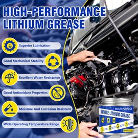 White Lithium Grease 60 ML, Multi-Purpose Garage Door Lubricant, Bike Grease with Brush for Hinges, Wheel Bearings, Gears, Garage Doors, Bike, Ideal for Automotive, Marine, Industrial and Household