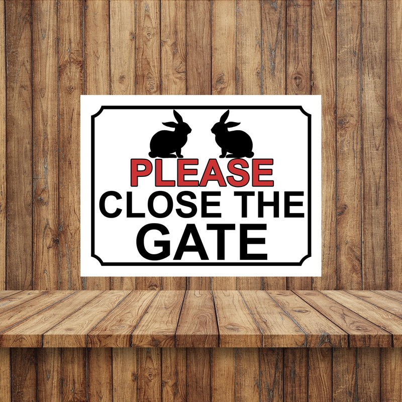 Shawprint PLEASE CLOSE THE GATE METAL SIGN RABBIT THEME 200MM