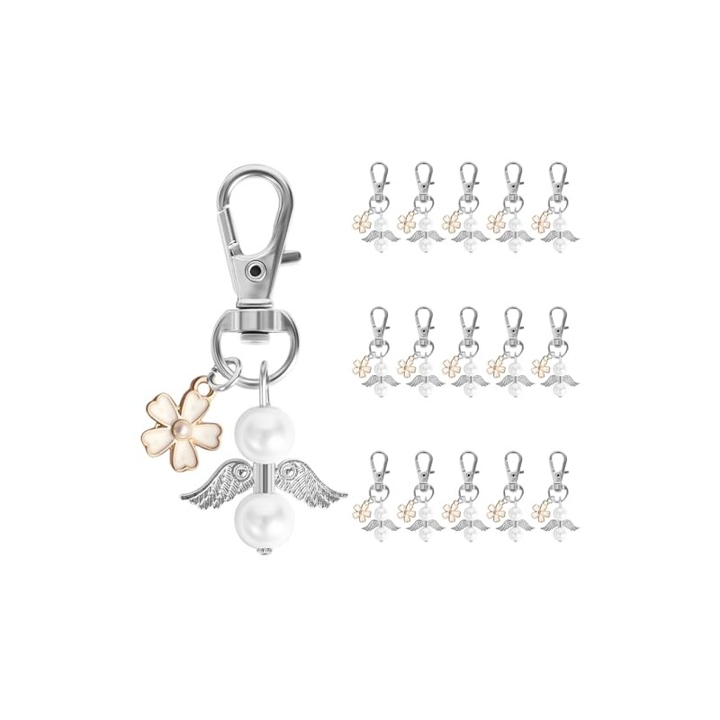 Foshird 16 Pezzi Portachiavi Angelo Custode Portachiavi Fiore Portafortuna Regalo