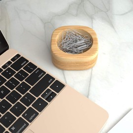 Grwanpen Beech Wood Paper Clip Holder, Paper Clips are Included in Package.