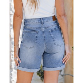 luvamia Woman Jorts Stretch Blue Jeans Shorts - Denim Womens 7 Inch Inseam Boyfriend Jean Shorts - Size Small (4/6)