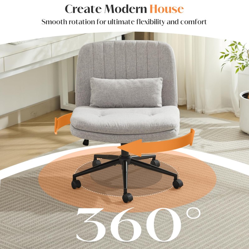 Criss Cross Chair with Wheels, Comfy Armless Cross Legged Office