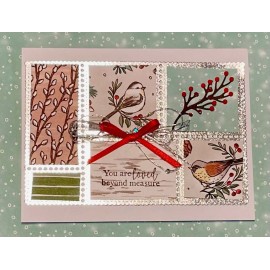 Handmade 4 Stampin Up! Birds Loved Greeting Card Kit Nests Of Winter DSP Postage Collage