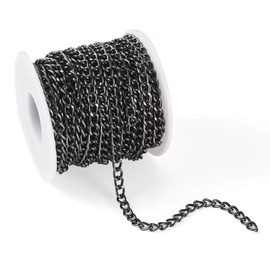 Craftdady - Cadena de eslabones de aluminio de 32.81 pies sin soldadura, cadena de metal, cadena de eslabones trenzados, 7 x 5 mm, para manualidades, joyería