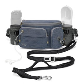 TUDEQU 4-in-1 Hands Free Dog Leash Waist Belt with Dog Walking Fanny Pack,Dog Seat Belt, Waist Leash for Large Dogs,Dog Walking,Hiking,Running,Jogging