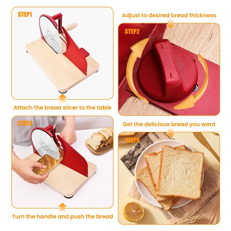 Gleissenweiss Stainless Steel Bread Slicer – Adjustable Manual Sourdough Bread