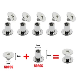 JXPXJMY 50 Pieces Chicago Screw Rivets and Rivets Set for Books Leather Books etc (Silver, M5 x 8)