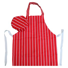 cookify Children’s Apron and Chef Hat set – Red & White Butcher’s Stripe (10-12 years)