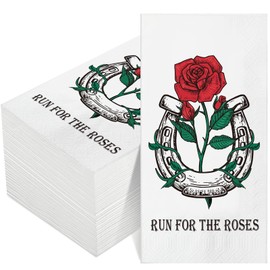 Funrous 100 Pieces Run for The Roses Napkins Bulk 3 Ply Paper Napkin Horse Party Napkins Rose Horseshoe Disposable Dinner Napkins for Horse Race Rose Party Supplies, 15.75 x 13 Inch