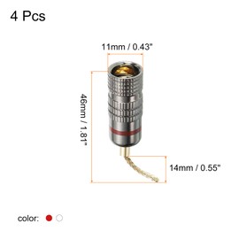 PATIKIL Flex Pin Banana Plugs Gold-Plated Insulated Red White for Speaker Wires, Sound Systems, Video Receivers, Home Theater Pack of 4