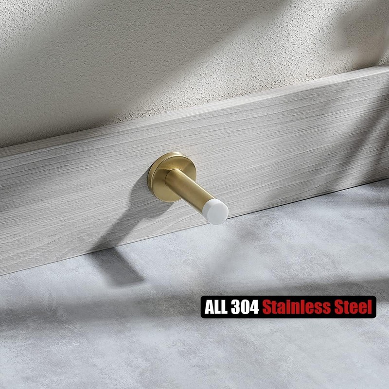 Brushed Gold Stainless Steel Door Stopper with White Tip –