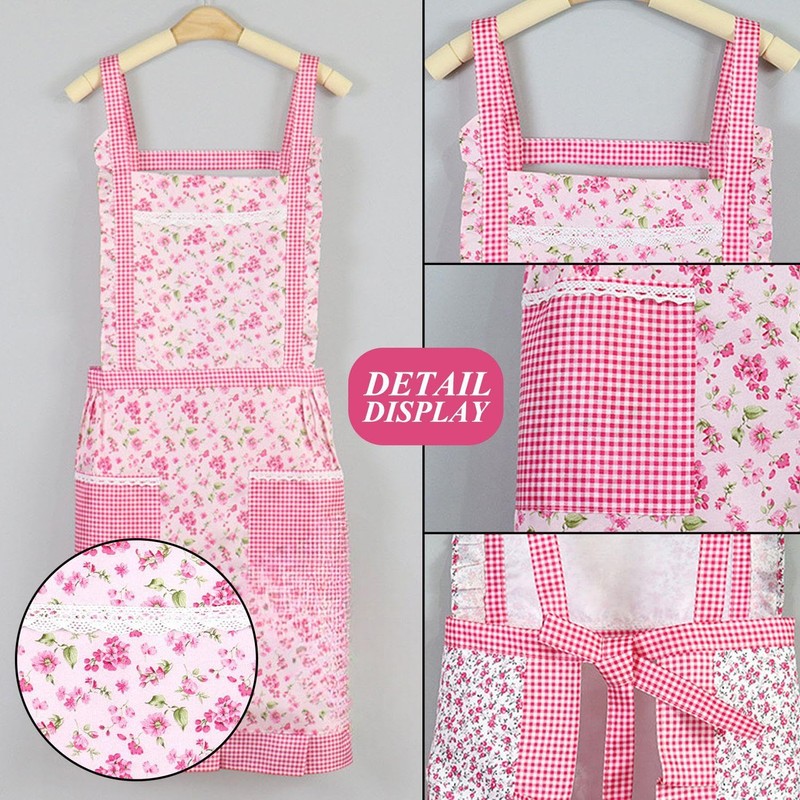 CQQNIU 2 Pieces Floral Aprons, Waterproof Aprons, Kitchen Aprons, Gardening
