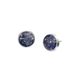 Lauren-Spencer Round Gemstone Stud Earrings for Women Dainty Turquoise Malachite Sodalite Tumbled Stone Earrings Hypoallergenic Stainless Steel Earrings Studs for Women Jewelry Gift (Blue-Sodalite)