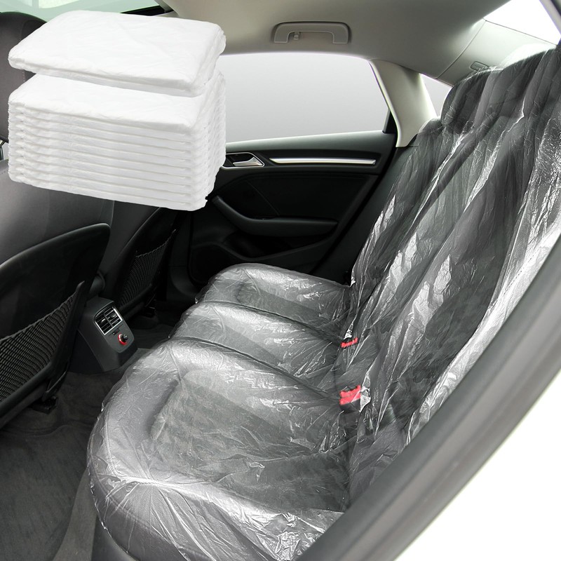 BBTO 10 Pcs Plastic Disposable Car Seat Cover for Car