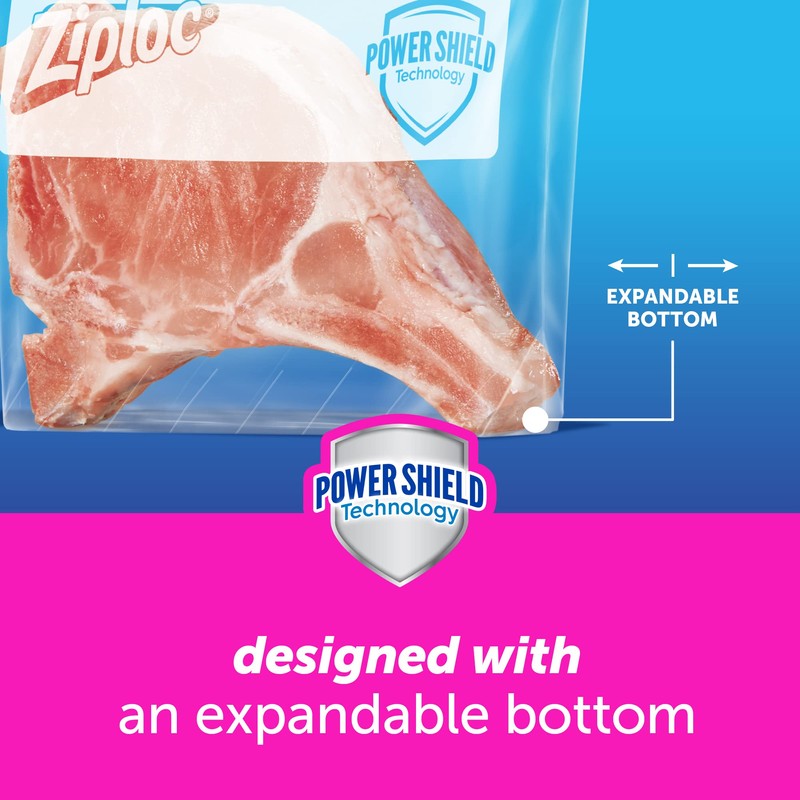 Ziploc Gallon Food Storage Freezer Slider Bags, Power Shield Technology
