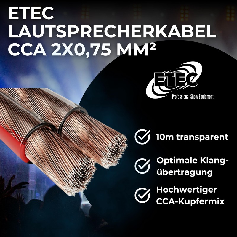 ETEC Speaker Cable CCA 2 x 0.75 mm² Transparent 10