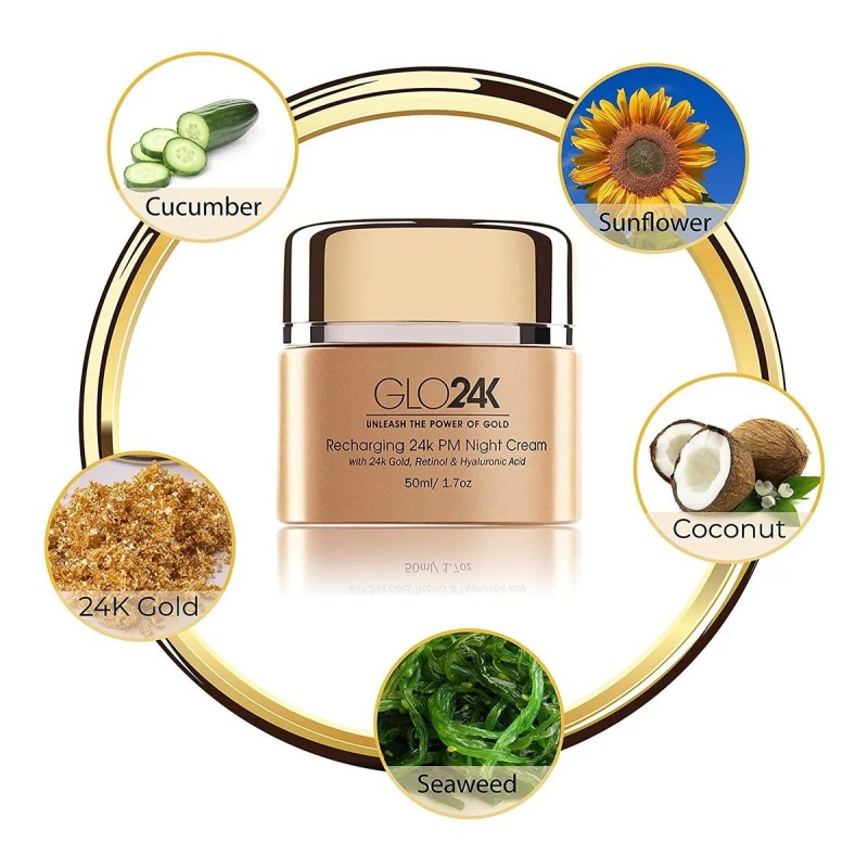 Crema De Noche Glo24k Con Retinol Oro 24k Antienvejecimiento