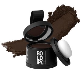 BOLDIFY Polvos Retoca Raíces – Cubre Canas Mujer y Hombre 48 Horas – Polvos Volumen Pelo Mujer – Polvo Capilar Oculta Instantáneamente la Pérdida de Cabello, No Mancha (Castaño oscuro)