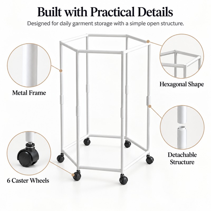 360° Rotating Clothes Rack for Bedroom Storage – Floor-Standing Iron