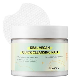 REAL VEGAN QUICK CLEANSING PAD – Gentle Makeup Remover, Deep Pore Cleansing, Soothing & Moisturizing Formula, Hypoallergenic, Ideal for Sensitive Skin – 50counts