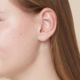 Boma Jewelry Sterling Silver Asymetric Open Star Dangle Earrings