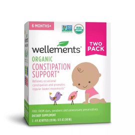 Wellements Organic Prune Constipation Relief for Kids Pack of 2 Gentle Laxative 4 Fl Oz