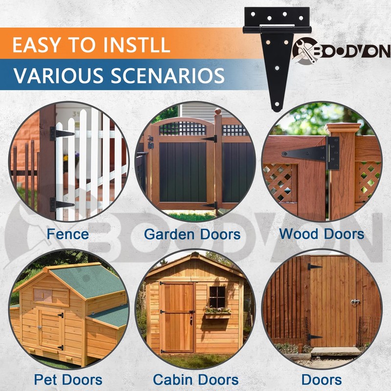 12 Inch T-Strap Gate Hinges, Shed Barn Door Hinges Heavy