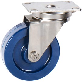 ICONCASTERWHEELS 5" x 1.25" Solid Blue Polyurethane Stainless Steel Casters | Set of 4 Caster | 2 Swivel 2 Rigid Casters | Top Plate 2.38" x 3.63"| Load Capacity 1400 lbs./ Set (4-Pack)