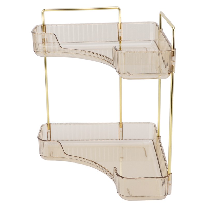 2 Tier Corner Bathroom Countertop Organizer Space Saving Easy Assembly