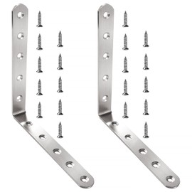 VooGenzek 2 PCS 150x150x20x3 mm L Brackets, Stainless Steel L Shaped Corner Braces, 90 Degree Right Angle Brackets Fastener, Corner Brackets, with 20 PCS Screws, for Furniture Desk Table Shelf
