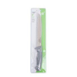 Restaurantware Comfy Grip 8 Inch Bread Knife 1 Sharp Serrated Knife - Ergonomic Handle Non-Slip Grip Gray Stainless Steel Bread Cutting Knife Dishwashable Slice All Types Of Bread