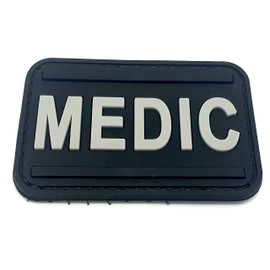 Medic First Aider Paramedic PVC Airsoft Paintball Patch (Black)