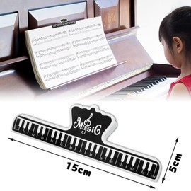 Set of 4 Music Score Clips, Piano, Guitar, Book, Music Score Pages, Memo Clips, Music Notes, Music Goods, Accessories, Plastic (Black)