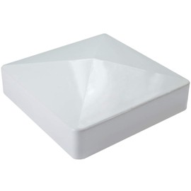 Jake Sales 4" Pyramid Style White Vinyl Fence Post Cap - Fits 4" x 4" PVC/Vinyl Posts