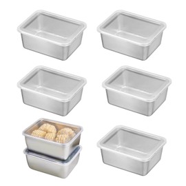 Doyime Square Bats (Set of 5) Deep Square Bats, Storage Containers with Lids, Square Shape, Stainless Steel, Space Saving, Convenient for Food Preparation, Prepare