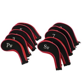 Keenso Pack of 10 Golf Club Headgear Neoprene Waterproof Golf Club Iron Head Covers Putter Set Protector Case Golf Accessories (Red)