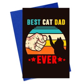 BIZIBAFF Fathers Day Card from Cat - 4"x6" Cat Dad Fathers Day Card Gifts Father's Day Cards for Cat Dads Pet Lovers Gifts for Men Best Cat Dad Ever Greeting Cards with Envelope