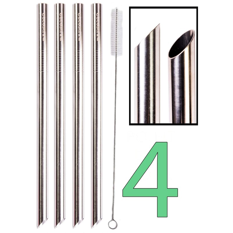 4 POINT END BOBA Straw Stainless Steel Extra Wide 1/2"