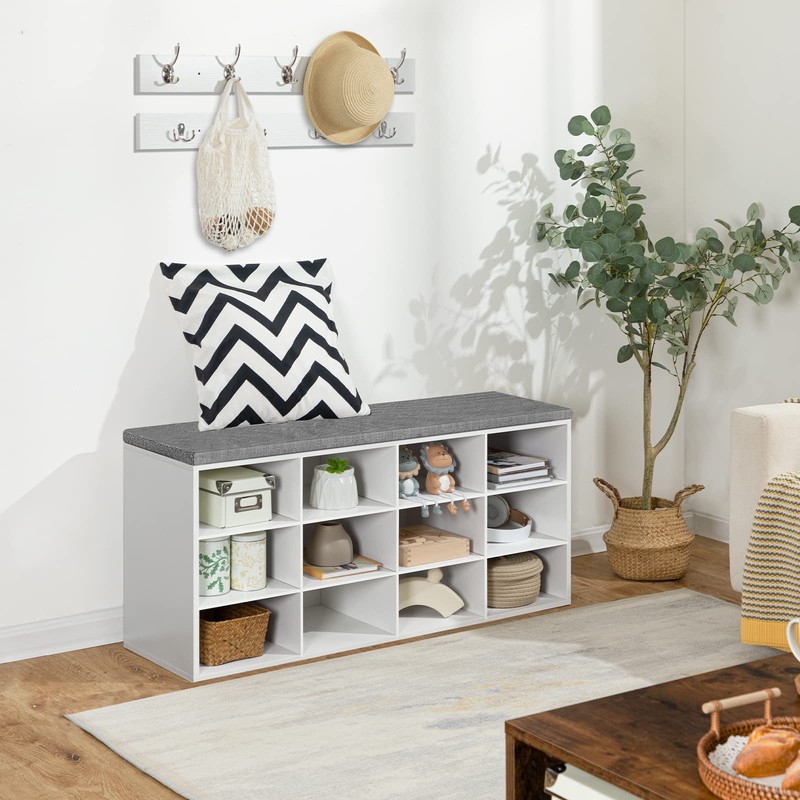 HOOBRO Shoe Storage Bench with Cushion, 39.4" L Entryway Bench