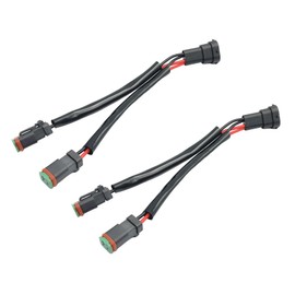 2Pcs H11 H9 H8 Male to DT DTP DT06-2S 2 Pin 1 Female 2 Way Splitter Wire Bulb Socket Waterproof Headlight Conversion Wiring Harness Adapters Extension Compatible with Light Fog Use LED Car Accessories