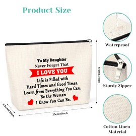 Daughter Gift from Mom Dad Cosmetic Bag Daughter Inspirational Graduation Gift Daughter in Law Gift Makeup Bag Daughter Christmas Birthday Gift Daughter Encouragement Gift Stepdaughter Gift