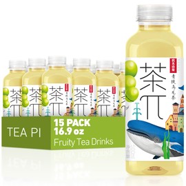Tea PI Iced tea – Oolong Tea, Green Grape Sweet Iced Fruit Tea Bottles, Real Juice, -16.9 fl oz, 500mL, 15 Pack