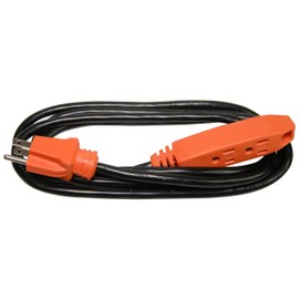 Clear Power 8 ft 14/3 SJTW 3 Outlet Heavy Duty Indoor/Outdoor Extension Cord, Water, Weather & Kink Resistant, Flame Retardant, Black & Orange, 3 Prong Grounded Plug, CP10125